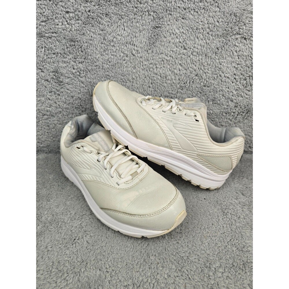 Brooks Addiction Walker 2 Mens 2E Extra Wide 10 White Leather Shoes Sneakers